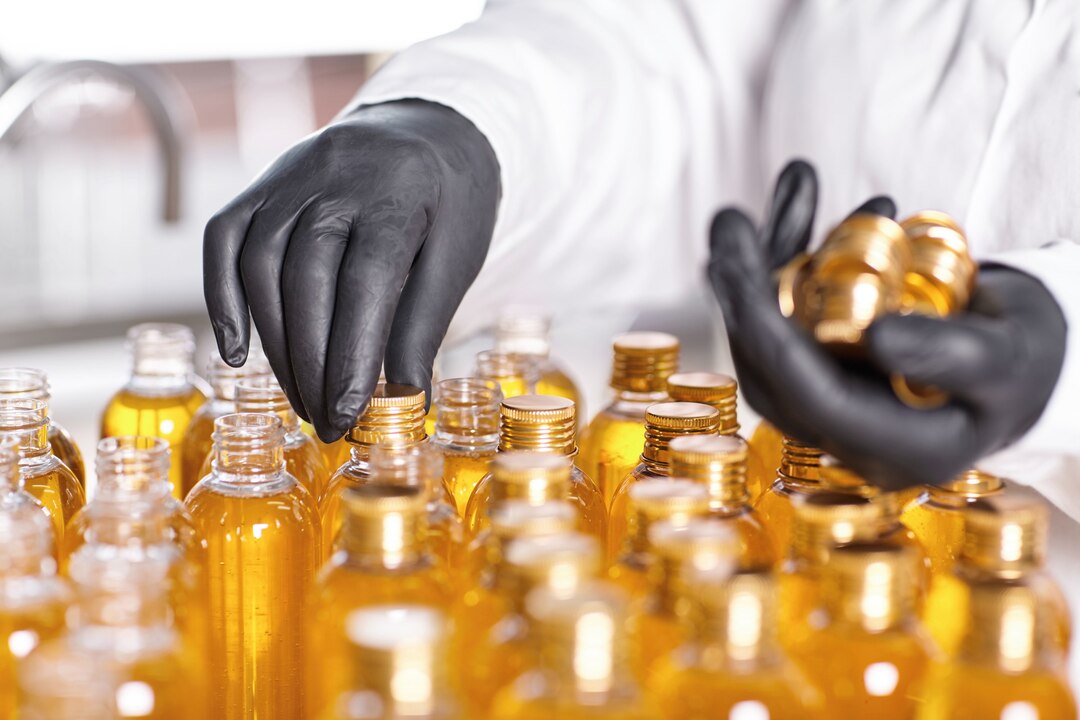 Private label body care products being prepared for packaging