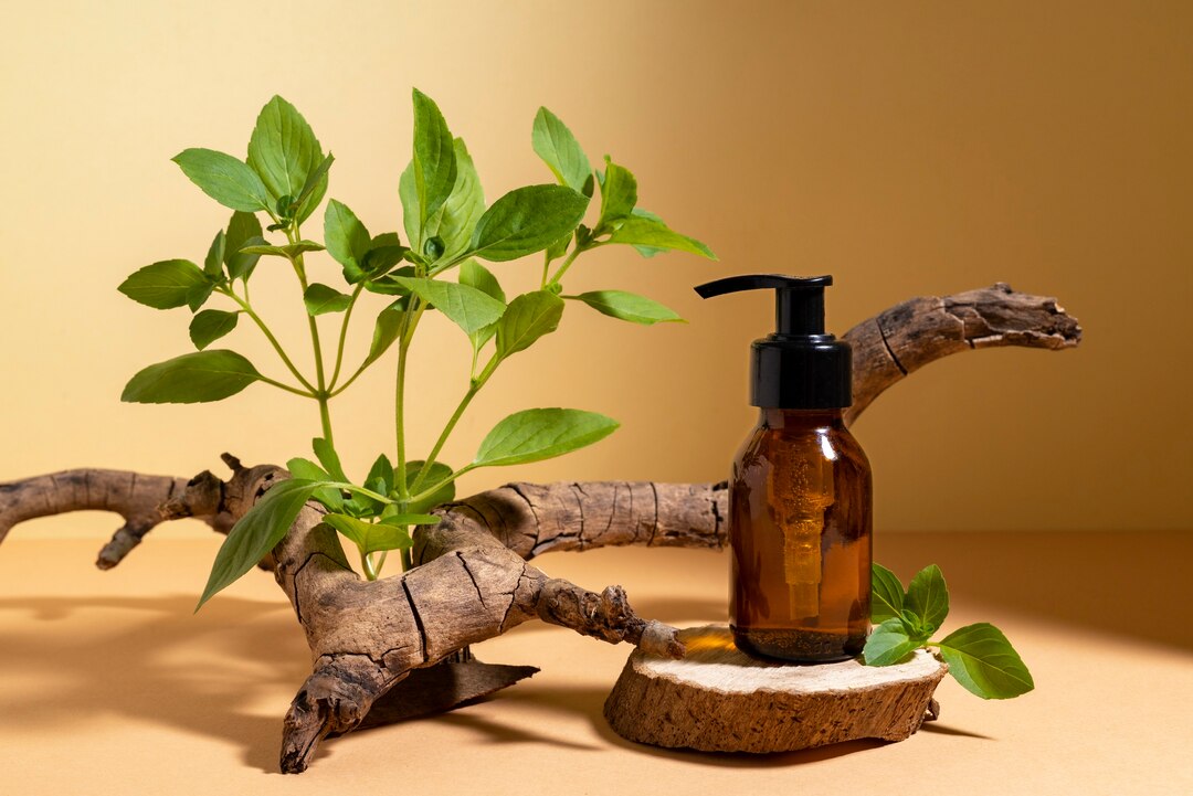 Botanical ingredients and herbal preparations on a workbench